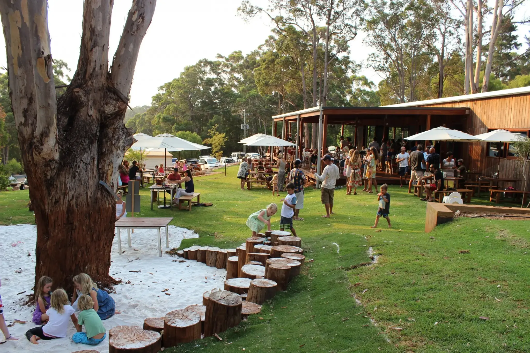 Families and kids enjoying a sunny afternoon at a Margaret River brewhouse